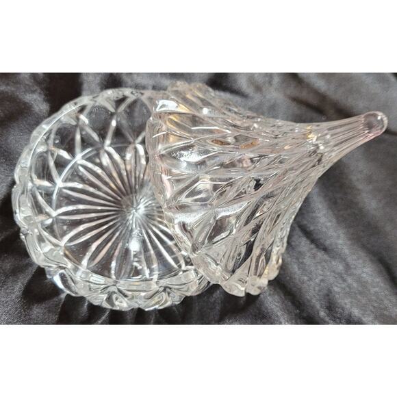 Vtg 1996 Clear Cut Glass Trinket Jar Jewelry Candy Keepsake Teardrop Shape Lid - Picture 3 of 11